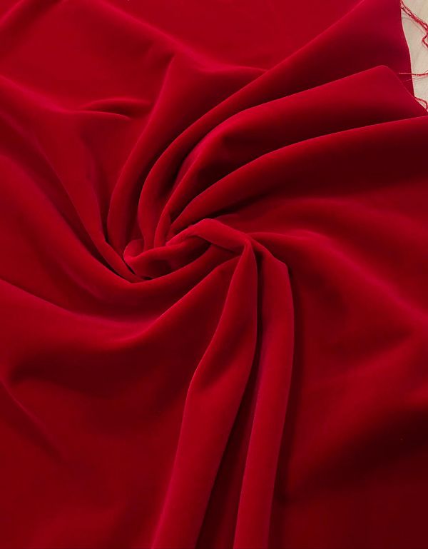 tessuto velluto di cotone rosso rosso prezzo al metro 35.25 €